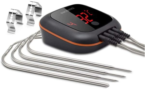 Inkbird IBT-4XSEU Thermomètre de Cuisine Bluetooth Thermometre Barbecue avec 4 Sonde Temperature,Four Interieur Exterieur Magnétique pour Fumoir Viande et Poisson(IBT-4XSEU+4 Sondes)